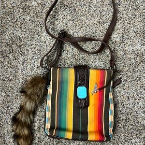 AR Western CONCEALED CARRY Crossbody Purse w/ FAUX Raccoon Tail